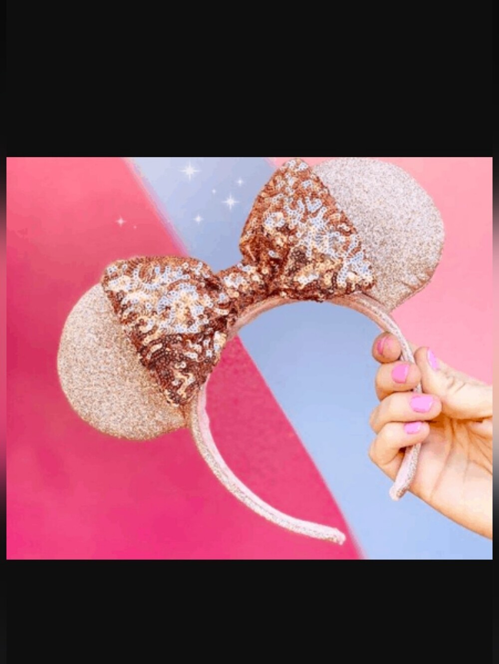 Disney Rose Gold Sequin Minnie Ears Headband for Kids